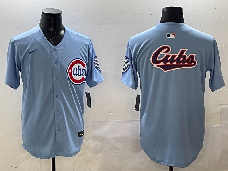 Men Chicago Cubs Blank Light Blue Throwback Fashion 2025 Nike MLB Jersey style 3